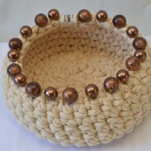 Cuenco crochet con cuentas chocolate